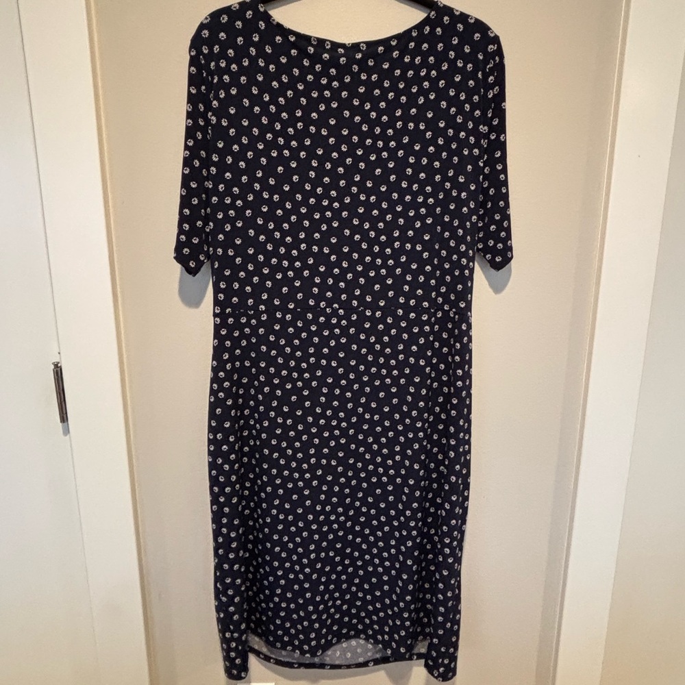Ann Taylor Dark Blue and White Patterned Midi Dress 138 - Picture 2 of 4